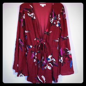 LoveRiche maroon floral romper